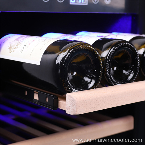 Digital control freestanding wine cooler with beech shelf